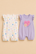 100% Cotton Flutter Hearts Baby Romper Set (Pack of 2)