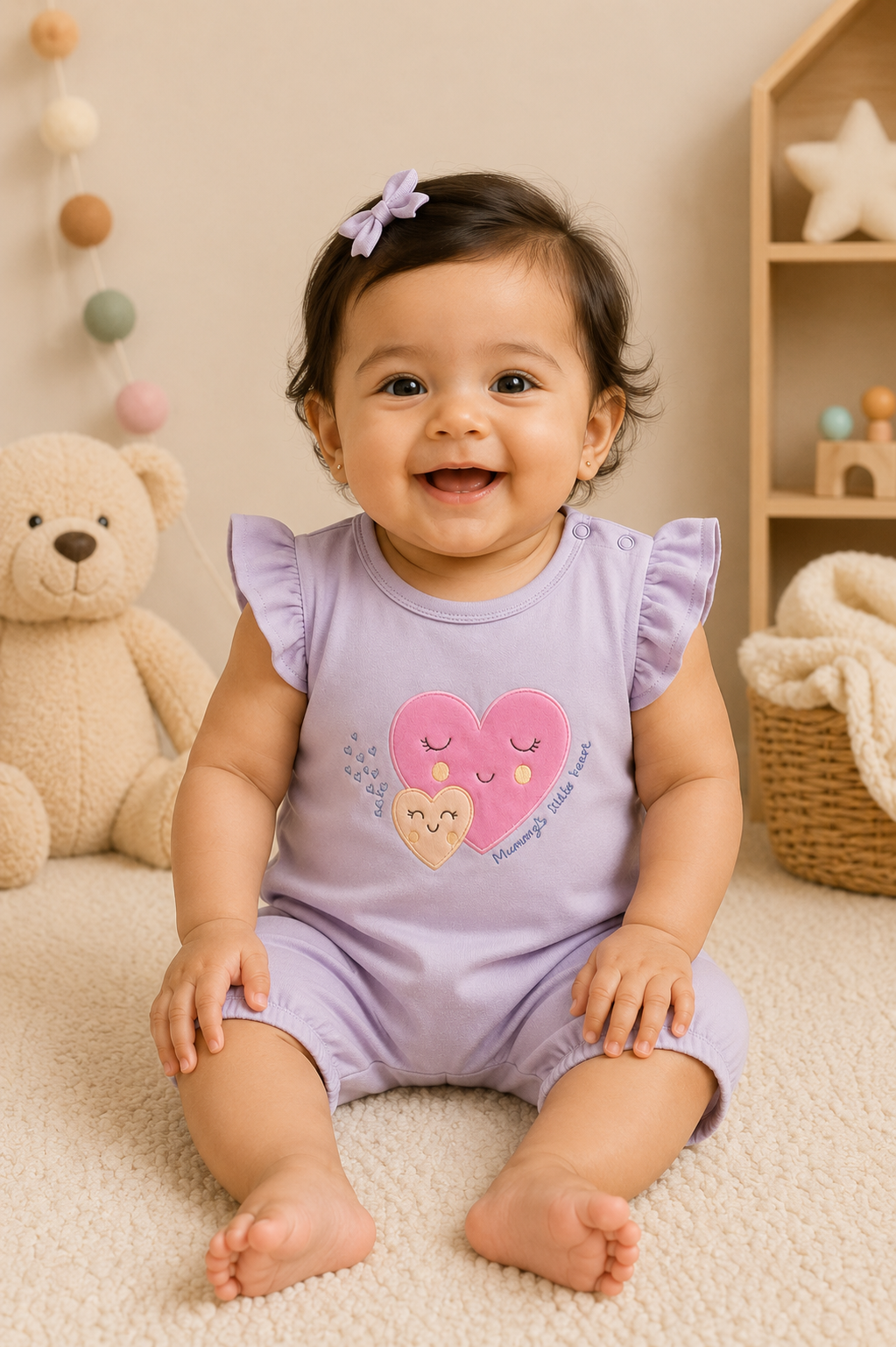100% Cotton Flutter Hearts Baby Romper Set (Pack of 2)