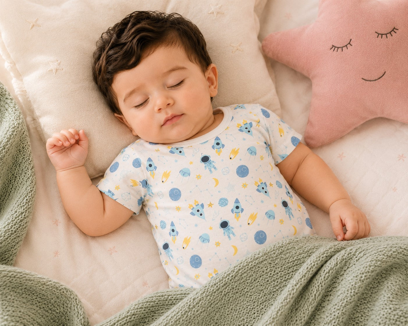 100% Cotton Space Print Baby Onesie