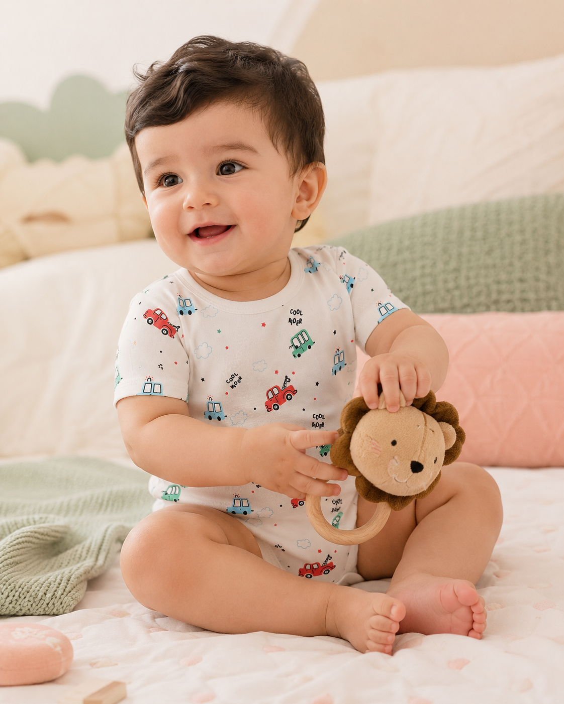100% Cotton Car Print Footed Sleepsuit