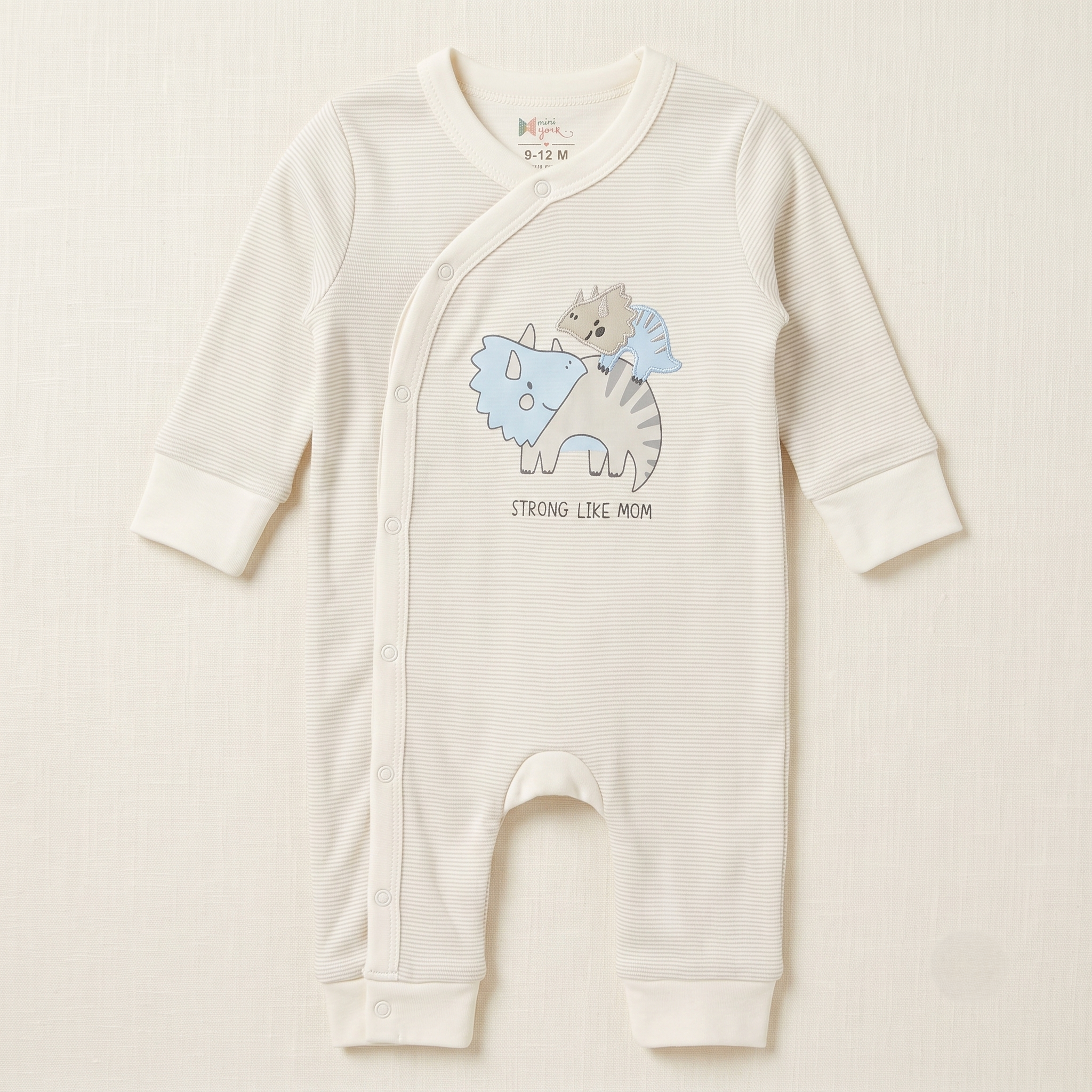 100% Cotton Dinosaur Baby Sleepsuit- Strong Like Mom